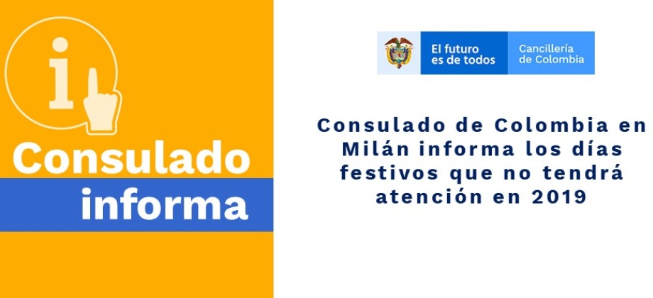 Consulado de Colombia en Milán informa los días festivos que no tendrá atención 
